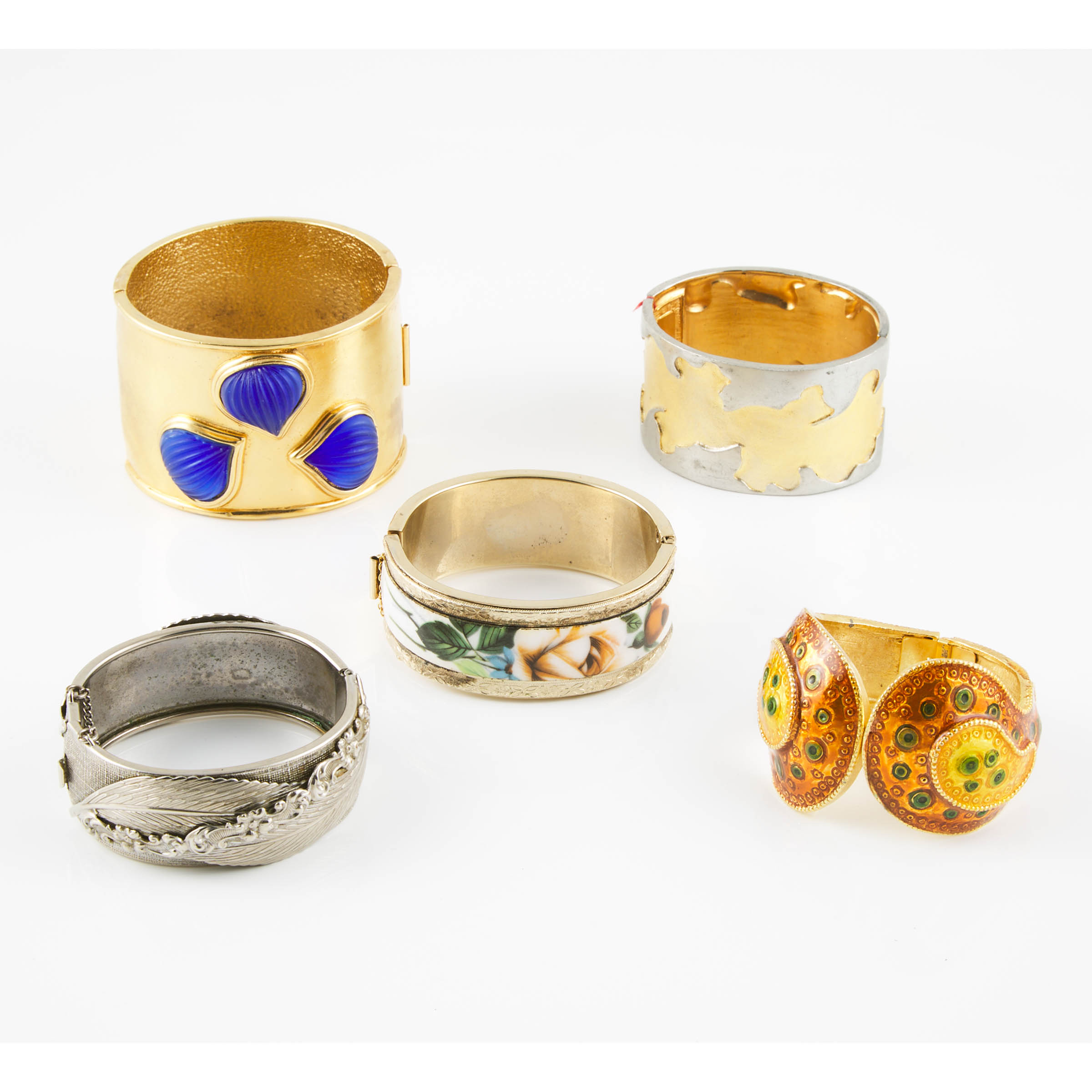5 Various Hinged Bangles  in gold