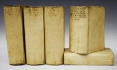 (5) VELLUM-BOUND LATIN BOOKS,