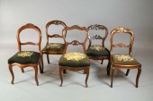 (5) Victorian Carved Walnut Si