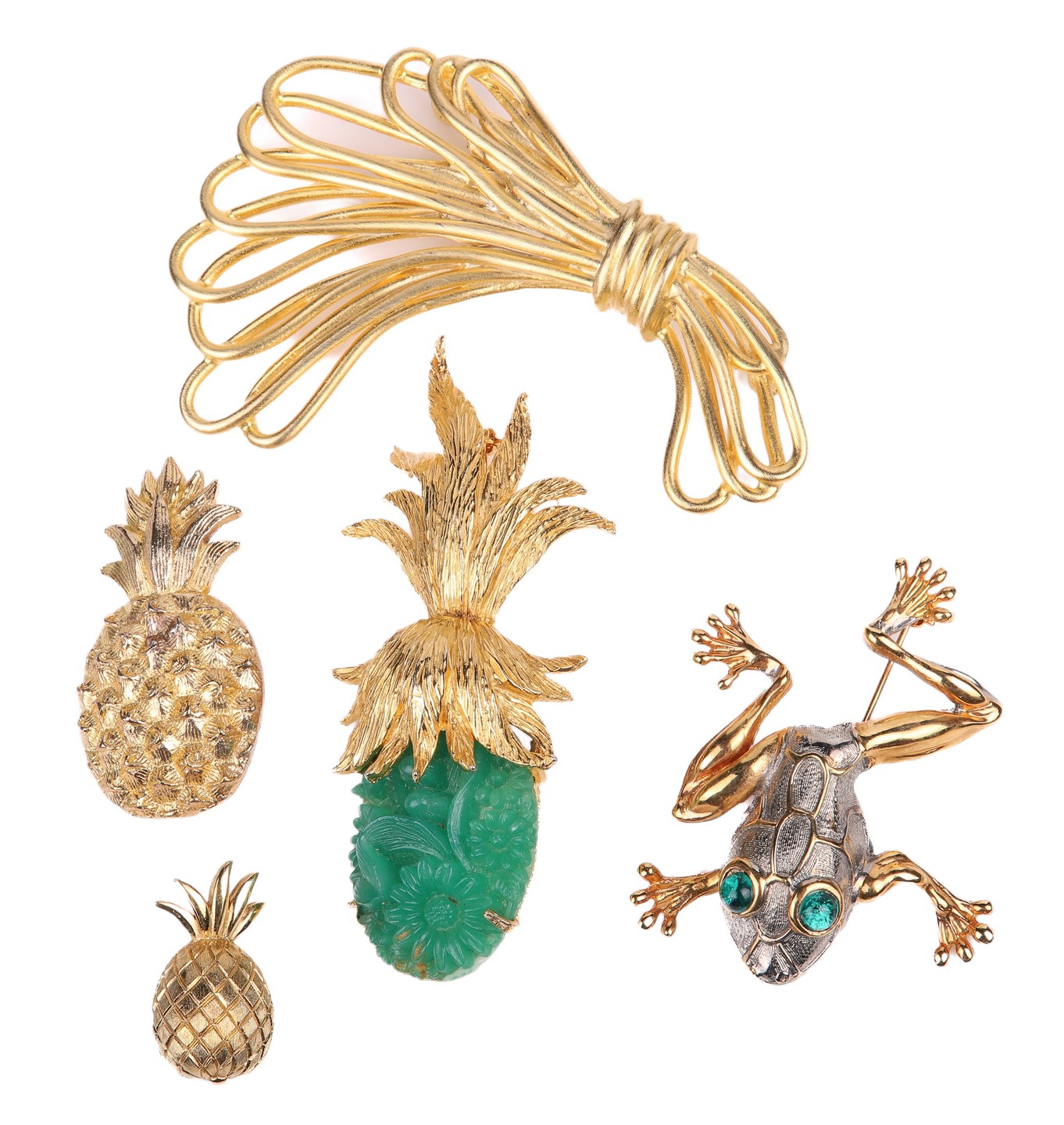 (5) Vintage costume brooches to
