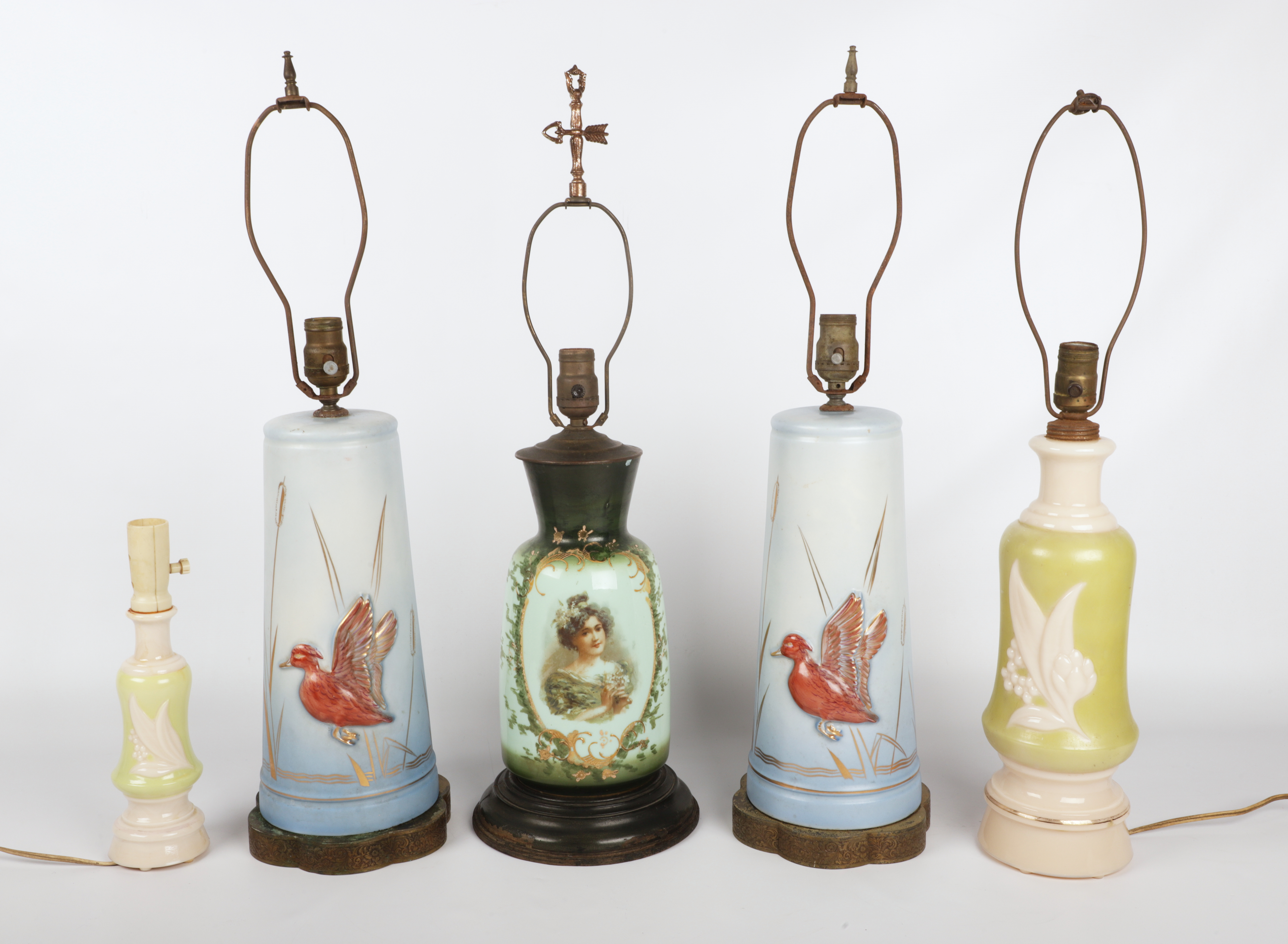 (5) Vintage Glass lamps to