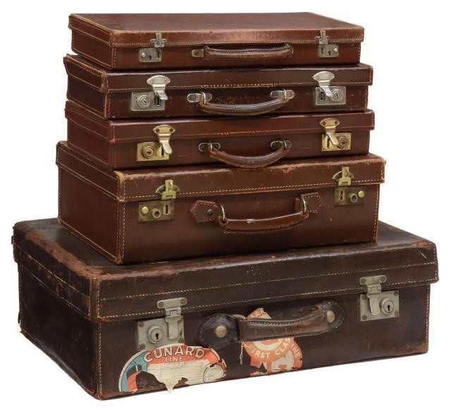 (5) VINTAGE LEATHER BRIEFCASES &