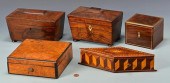 5 WOODEN BOXES, INCL. 3 TEA CA