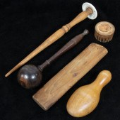 (5) WOODEN SEWING ACCESSORIES