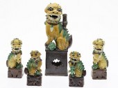 5 YELLOW AND GREEN CERAMIC FU