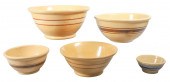(5) Yellowware mixing bowl nes