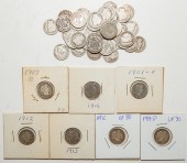 50 BARBER DIMES WITH SEVERAL V