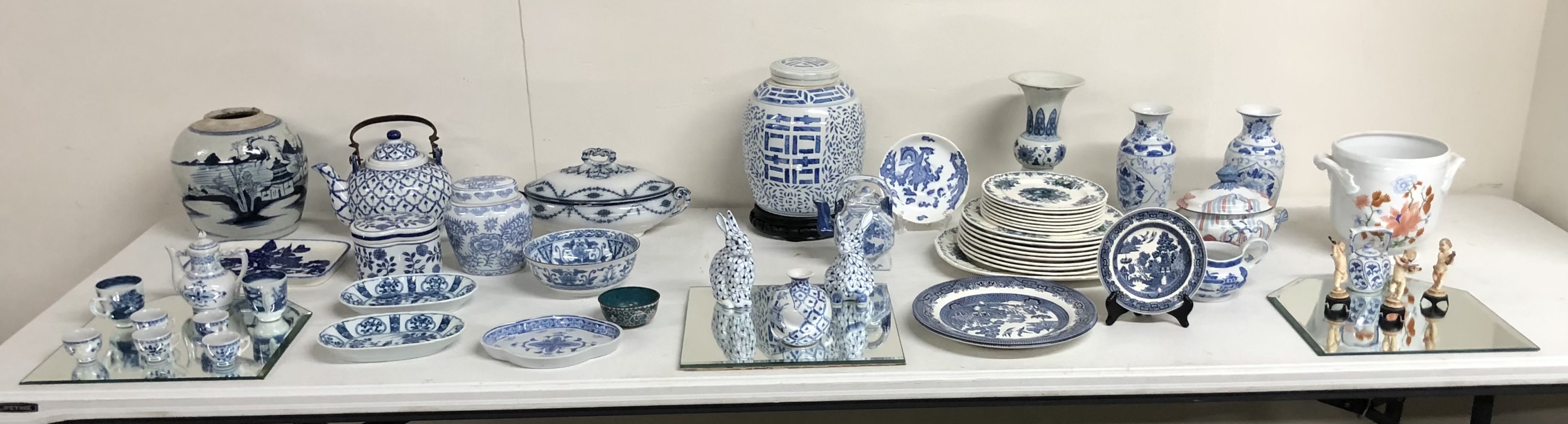 50+ PC TABLE LOT OF BLUE AND