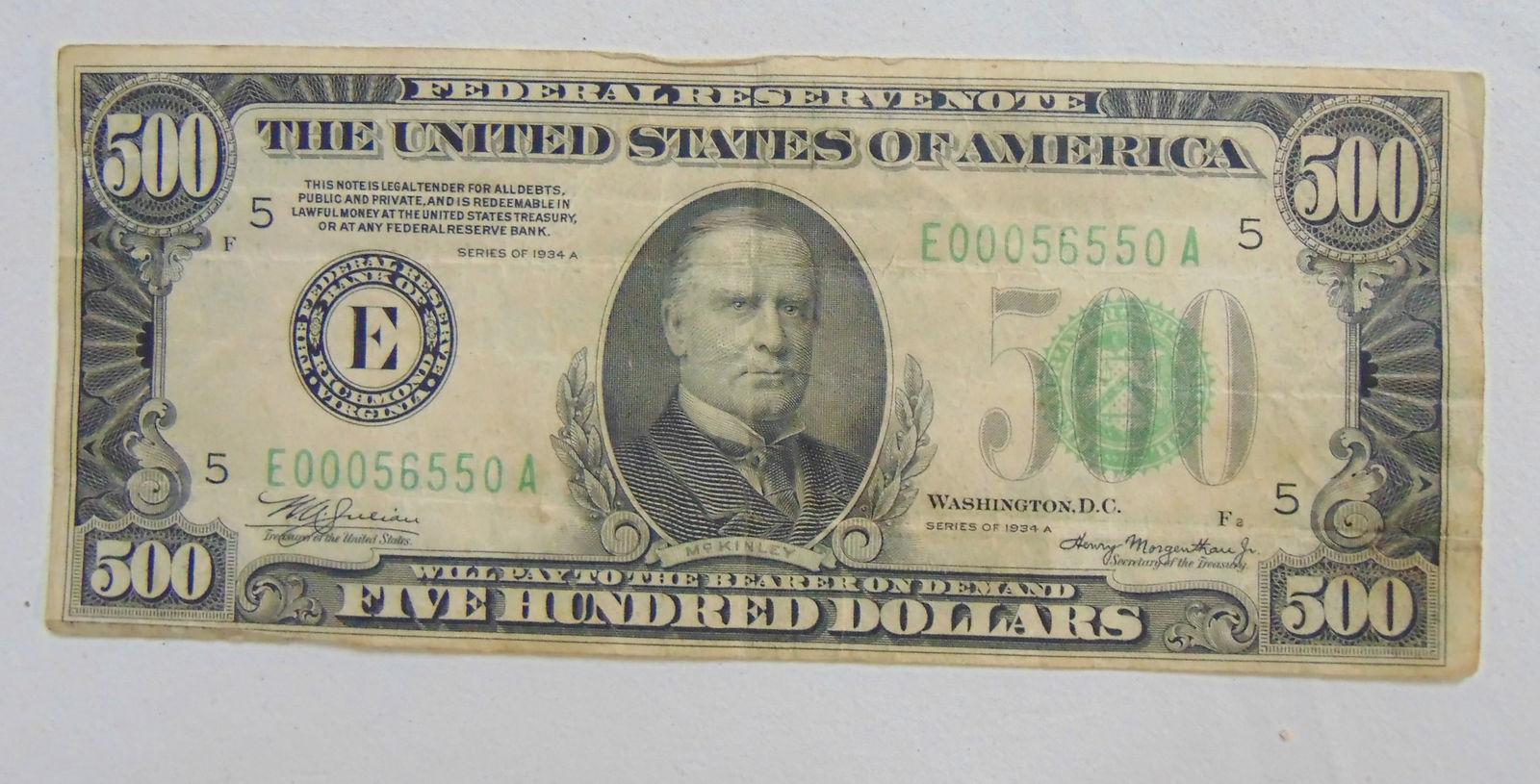 $500 DOLLAR BILL, SERIES OF