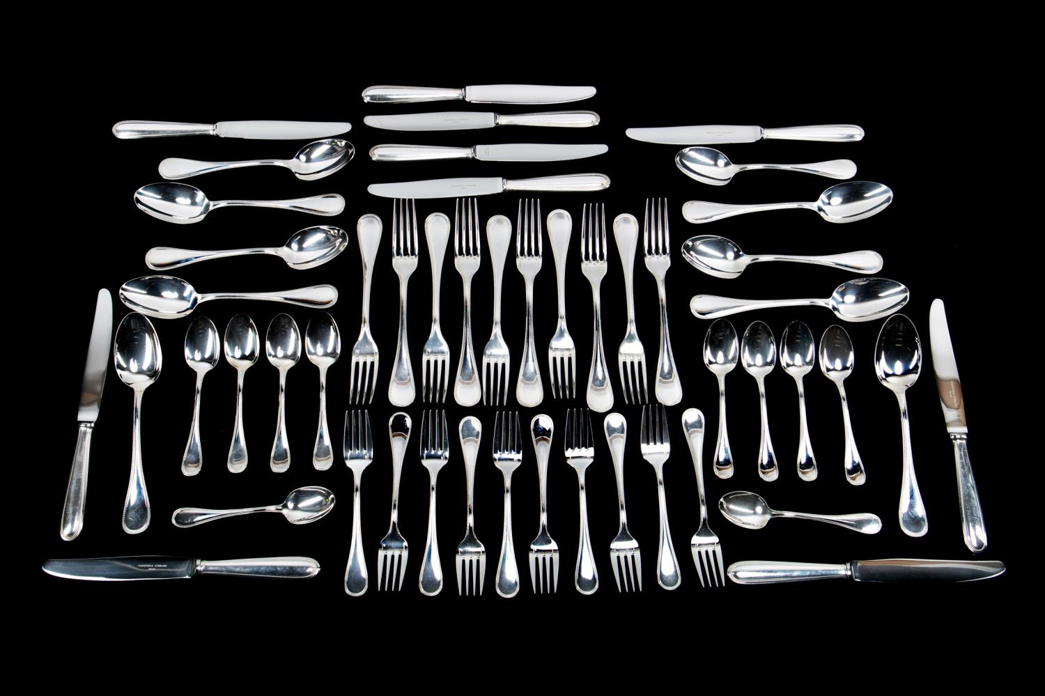 50PC CHRISTOFLE "PERLES" STERLING
