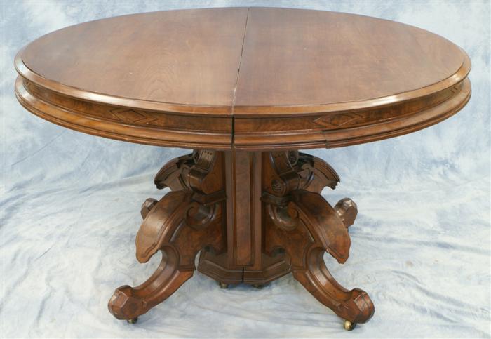 52" round walnut Victorian