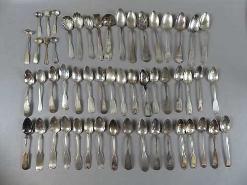 54 ANTIQUE COIN SILVER SPOONSLot 54