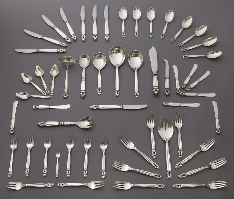 54 Pcs. Georg Jensen silver Acorn