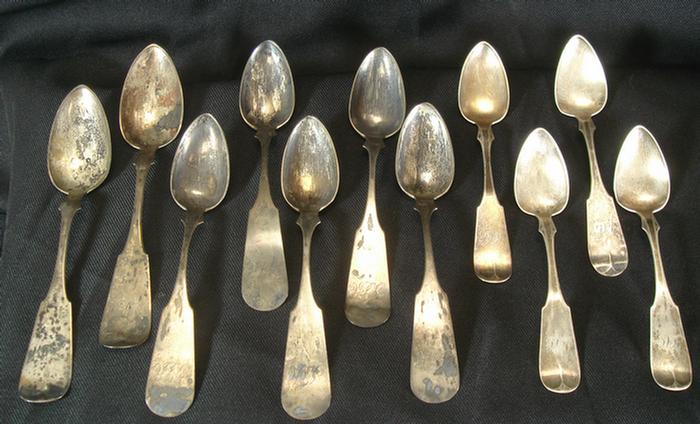 5+4+2 coin silver teaspoons, JF