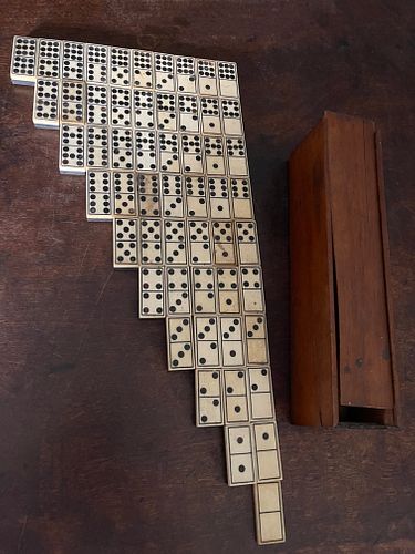 55 PIECE BONE AND EBONY DOMINOES