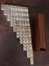 55 PIECE BONE AND EBONY DOMINO