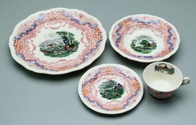 55 pieces red transferware,