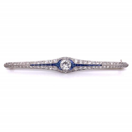 5.55 CT DIAMOND & SAPPHIRE ART DECO