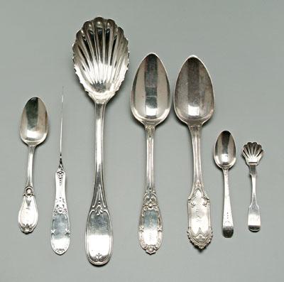 56 pieces coin silver flatware: