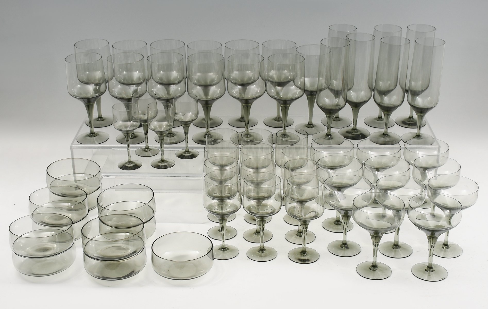 57 PC. ORREFORS SMOKED CRYSTAL