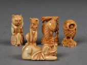 (5)Japanese Carved Ivory Netsu