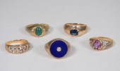 5PC 10K GOLD & GEMSTONE MEN'S