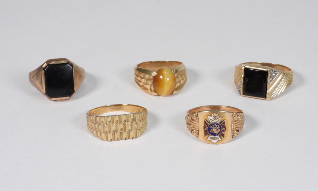 5PC 10K GOLD & GEMSTONE MEN'S