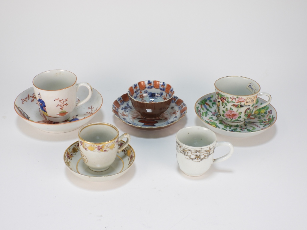 5PC 19C. CHINESE EXPORT TEACUP &