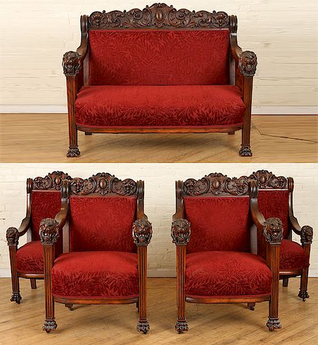 5PC. 19TH CENT. AMERICAN MAHOGANY