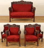 5PC. 19TH CENT. AMERICAN MAHOG