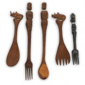 (5PC) AFRICAN CARVED FIGURAL S