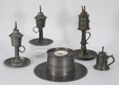 5PC AMERICAN PEWTER WHALE OIL