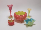 5PC AMERICAN RUFFLED ART GLASS