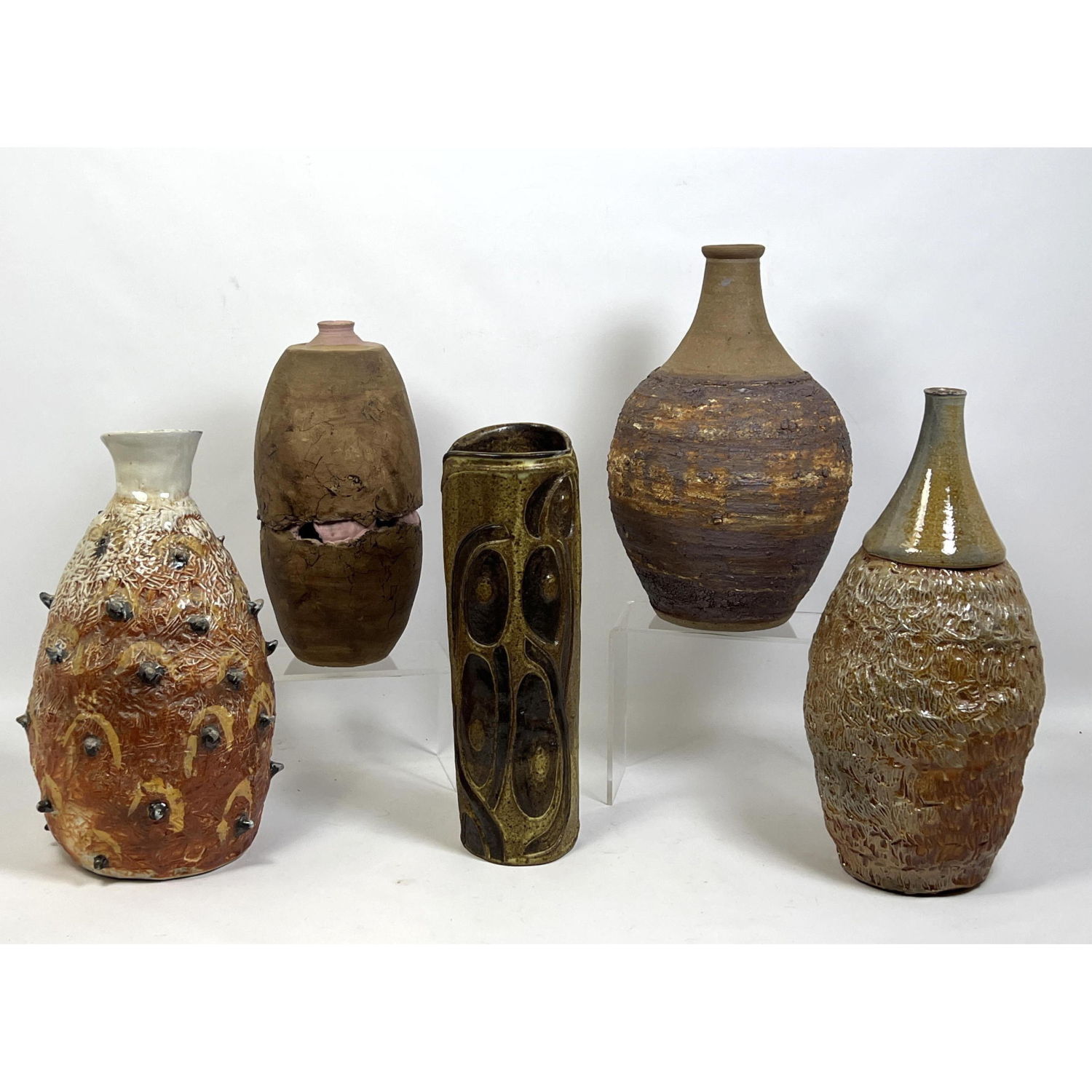 5pc Artisan Art Pottery Vase