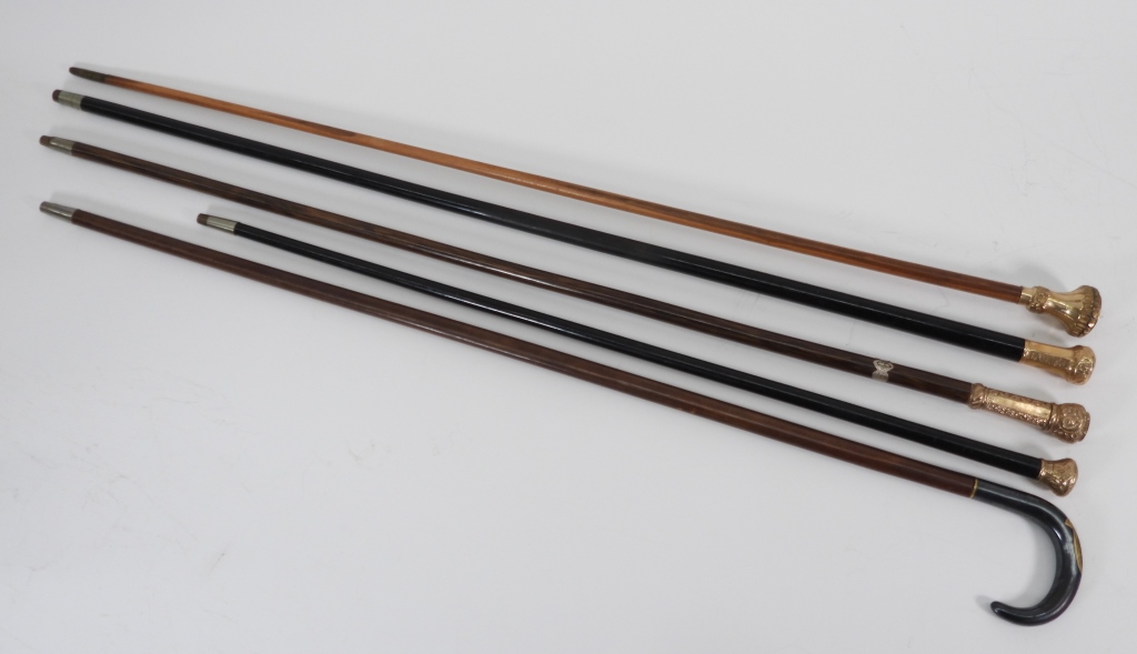 5PC ASSORTED GOLD HANDLE CANES