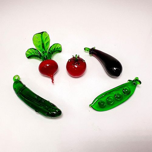 5PC ASSORTED HAND-BLOWN ART GLASS