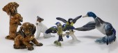 5PC AVIAN & DOG PORCELAIN SCUL