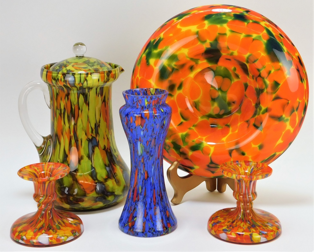 5PC BOHEMIAN CZECH ART GLASS