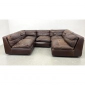 5pc Brown Leather Sectional Se