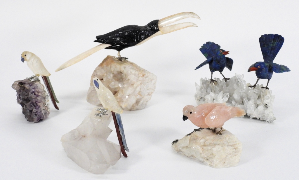 5PC CHINESE CARVED HARDSTONE BIRD