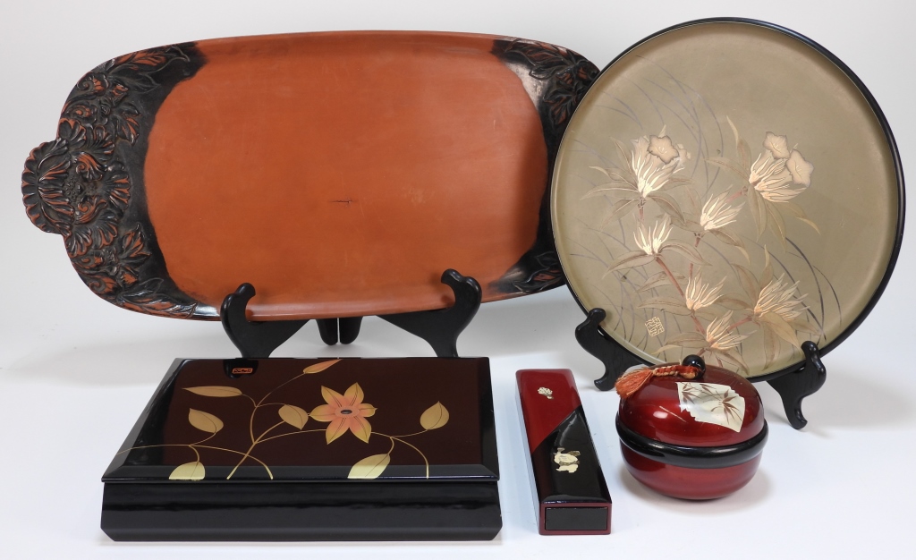 5PC CHINESE JAPANESE LACQUER