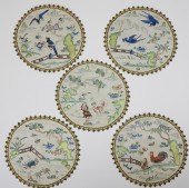 5PC CHINESE PICTORIAL EMBROIDE