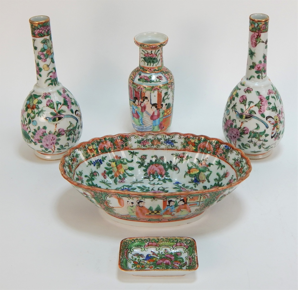 5PC CHINESE ROSE MEDALLION
