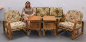 5PC FICKS REED RATTAN BAMBOO O
