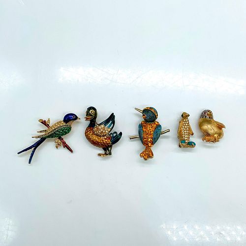 5PC GOLD METAL AND RHINESTONE