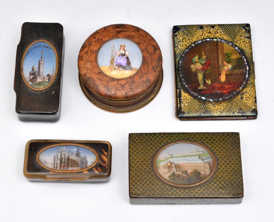 5PC GROUPING OF PICTORIAL TREEN