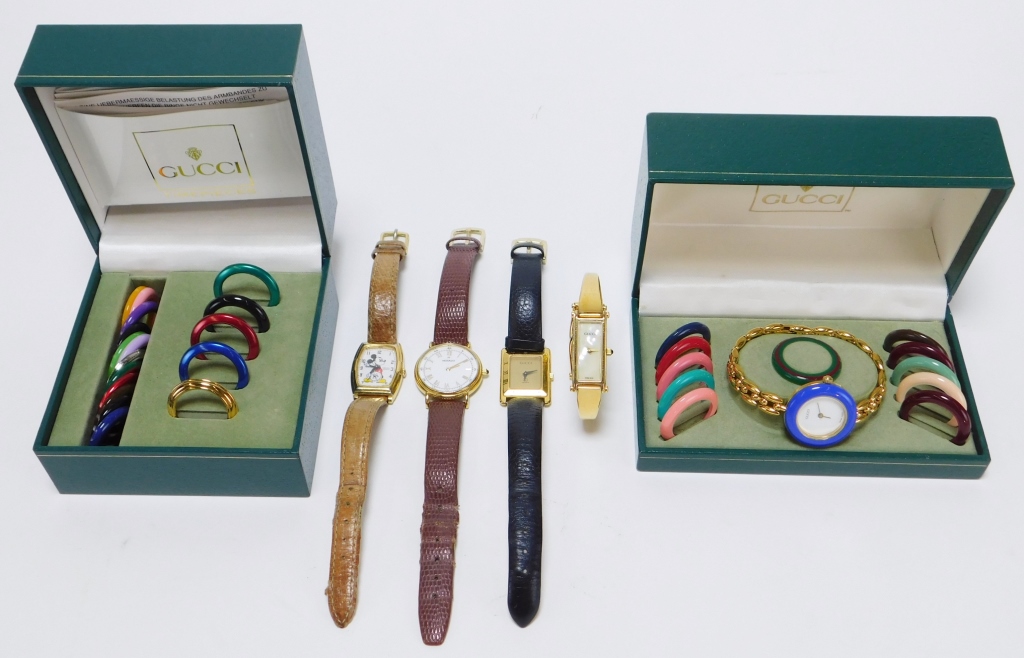 5PC GUCCI MOVADO & SEIKO WATCHES