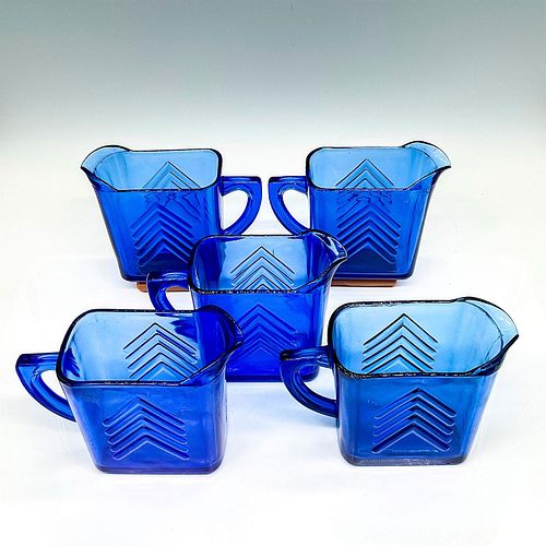 5PC HAZEL ATLAS BLUE CHEVRON RITZ