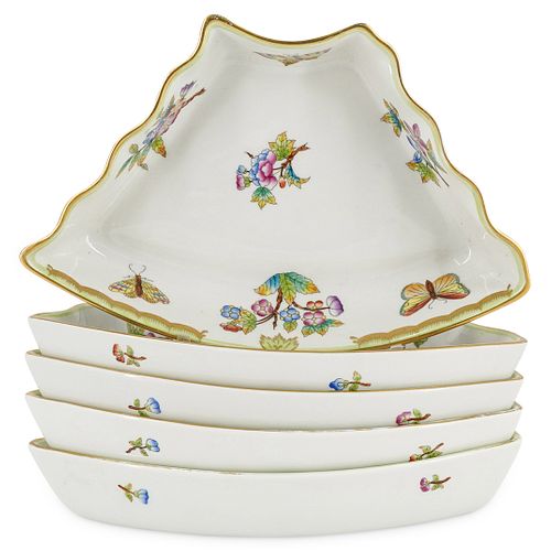 (5PC) HEREND PORCELAIN "QUEEN