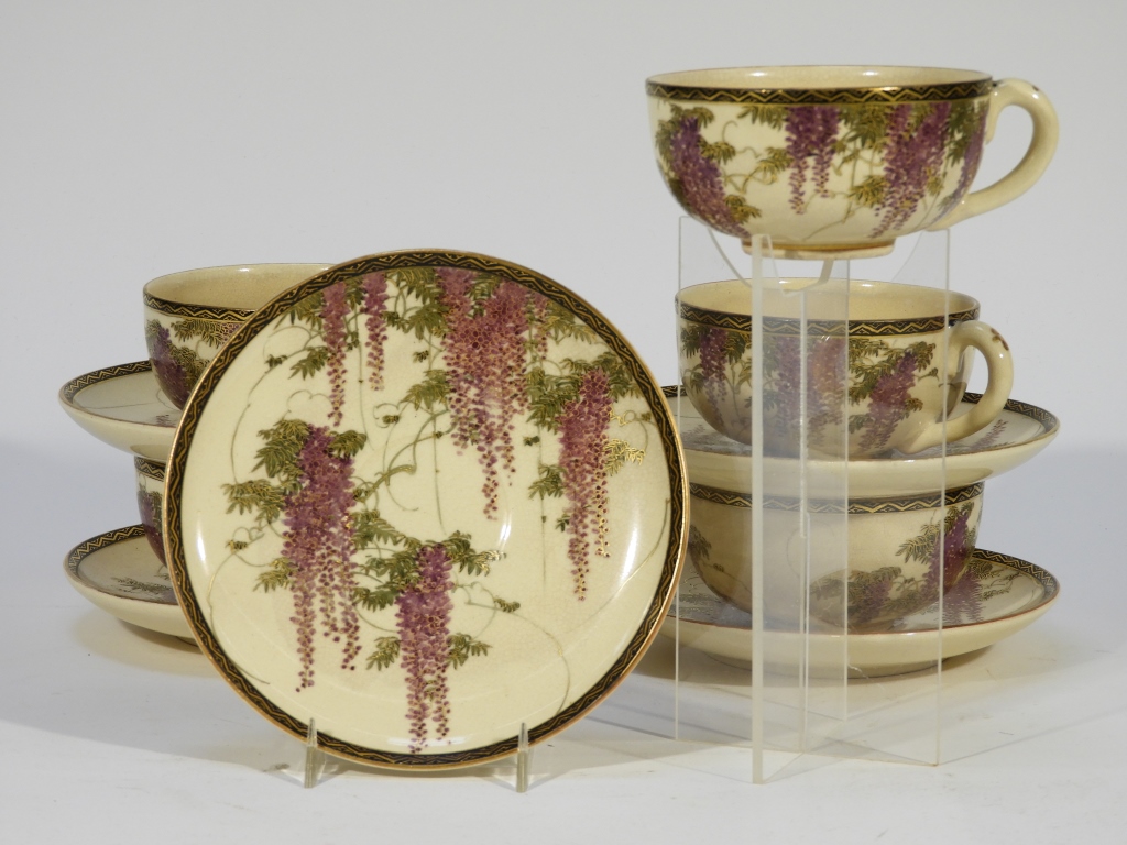 5PC JAPANESE SATSUMA WISTERIA CUP &